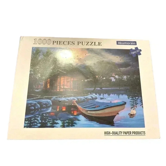 AKUMORAIN 1000 PIECES PUZZLE OF CABIN ON LAKE - Picture 1 of 1